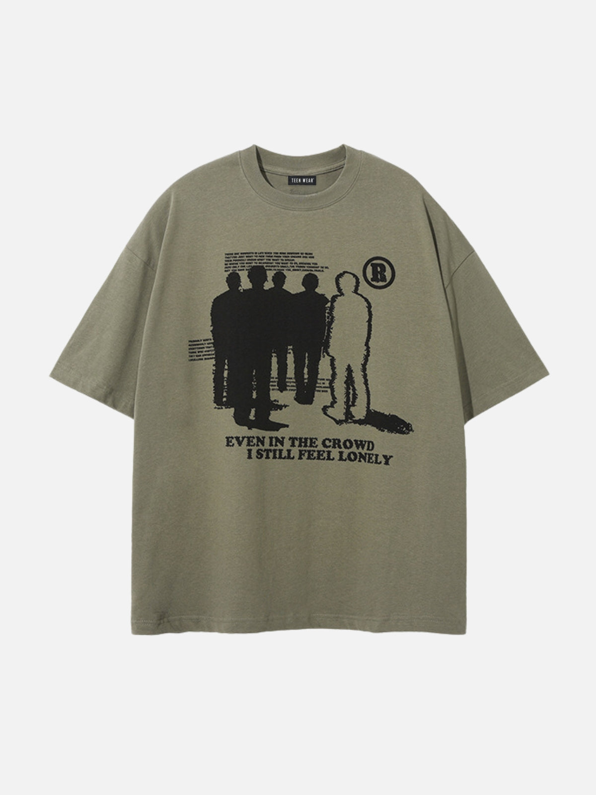 CROWD - Oversized Print T-Shirt Green | Teenwear.eu