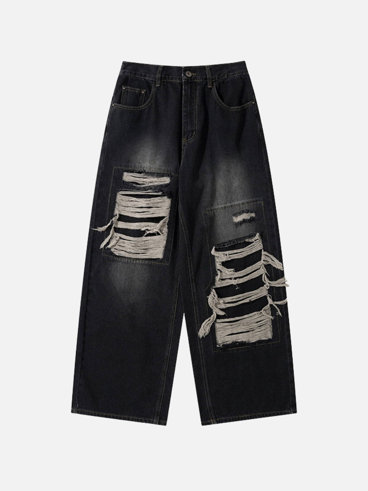 GUZTAVE - Loose Ripped Basic Jeans Black | Teenwear.eu