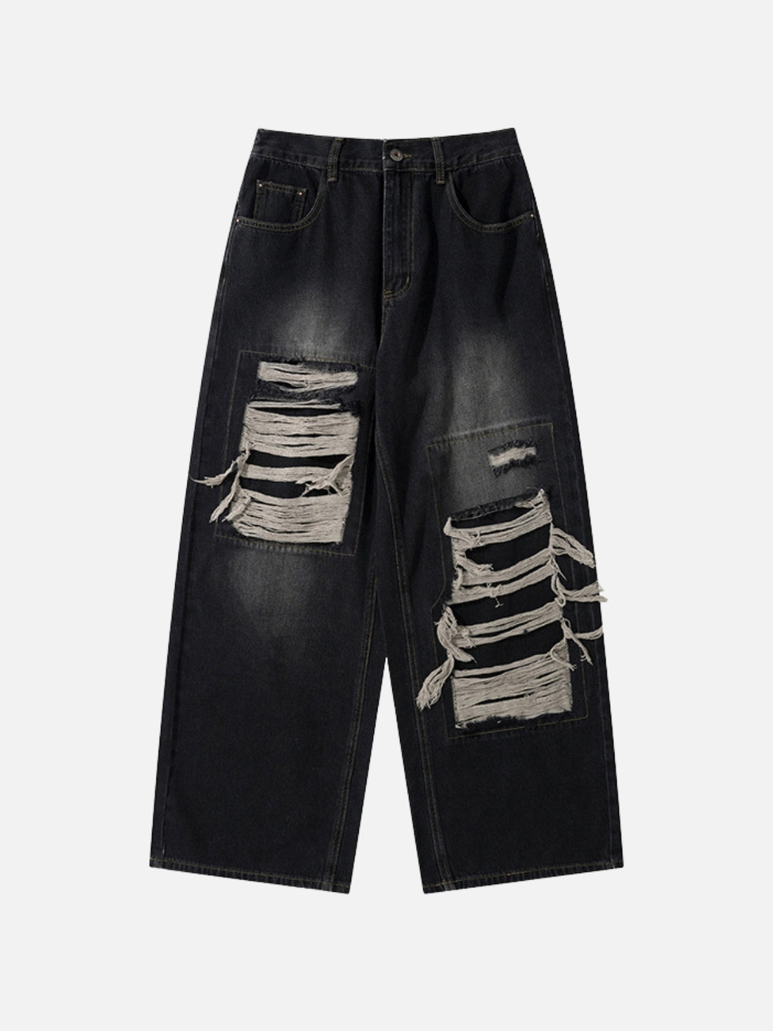 GUZTAVE - Loose Ripped Basic Jeans Black | Teenwear.eu