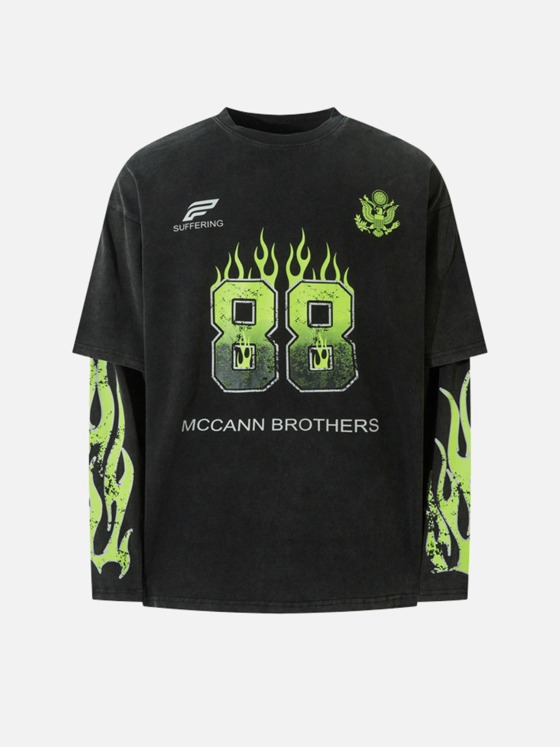 SUFFERING - Oversized Print Long Sleeve T-shirt Black | Teenwear.eu