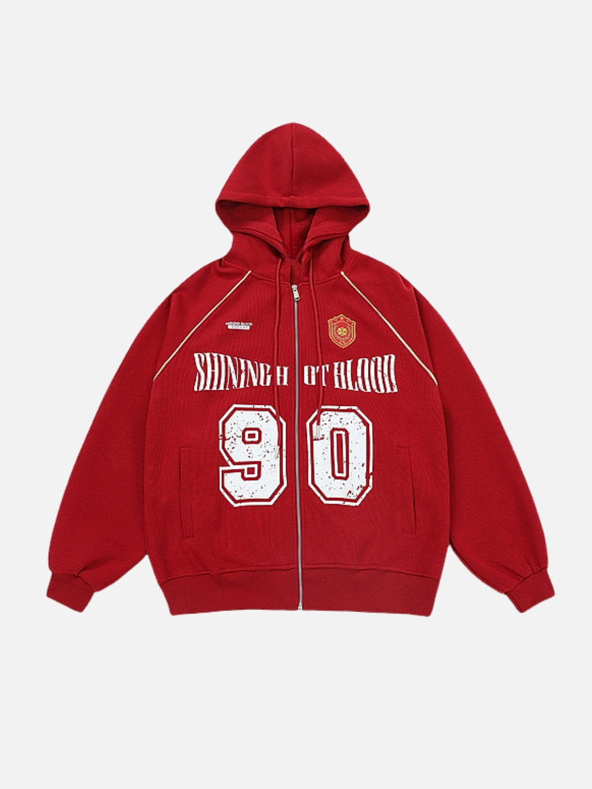 SHINING HOT - Oversized Print Zip Up Hoodie Red | Teenwear.eu