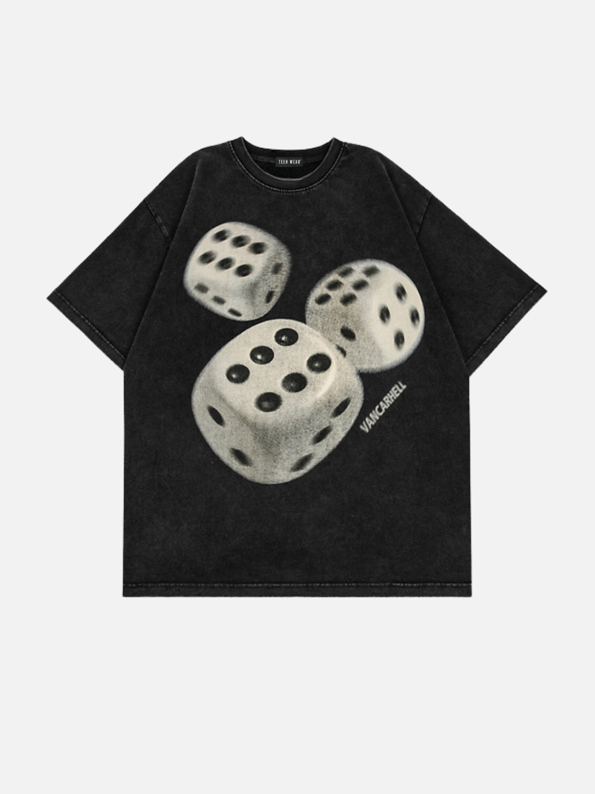 CUBEES - Oversized Print T-Shirt Washed Black | Teenwear.eu