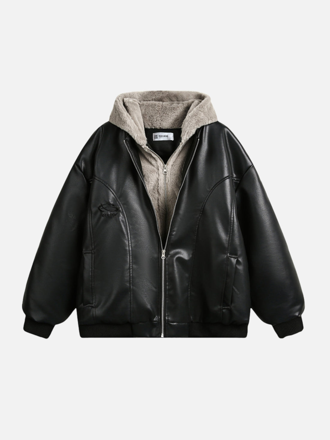 DOUBLE LAYERS - Leather Oversized Basic Jacket | Teenwear.eu