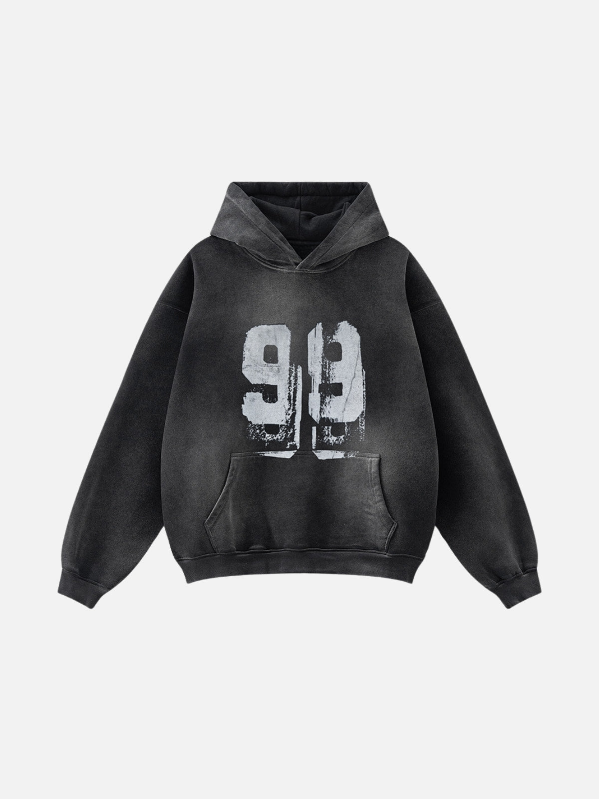NINETY9 - Oversized Graphic Hoodie Washed Black | Teenwear.eu