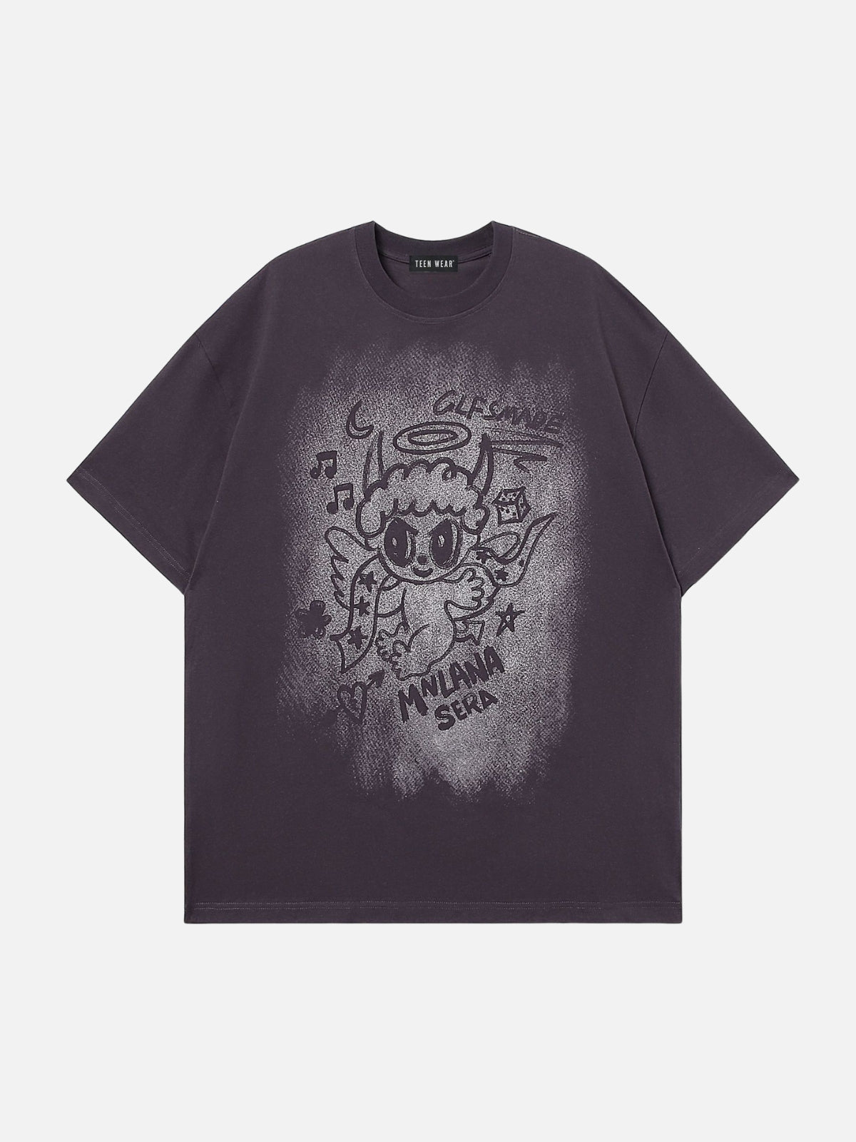 MNLANA - Oversized Print T-Shirt Purple | Teenwear.eu