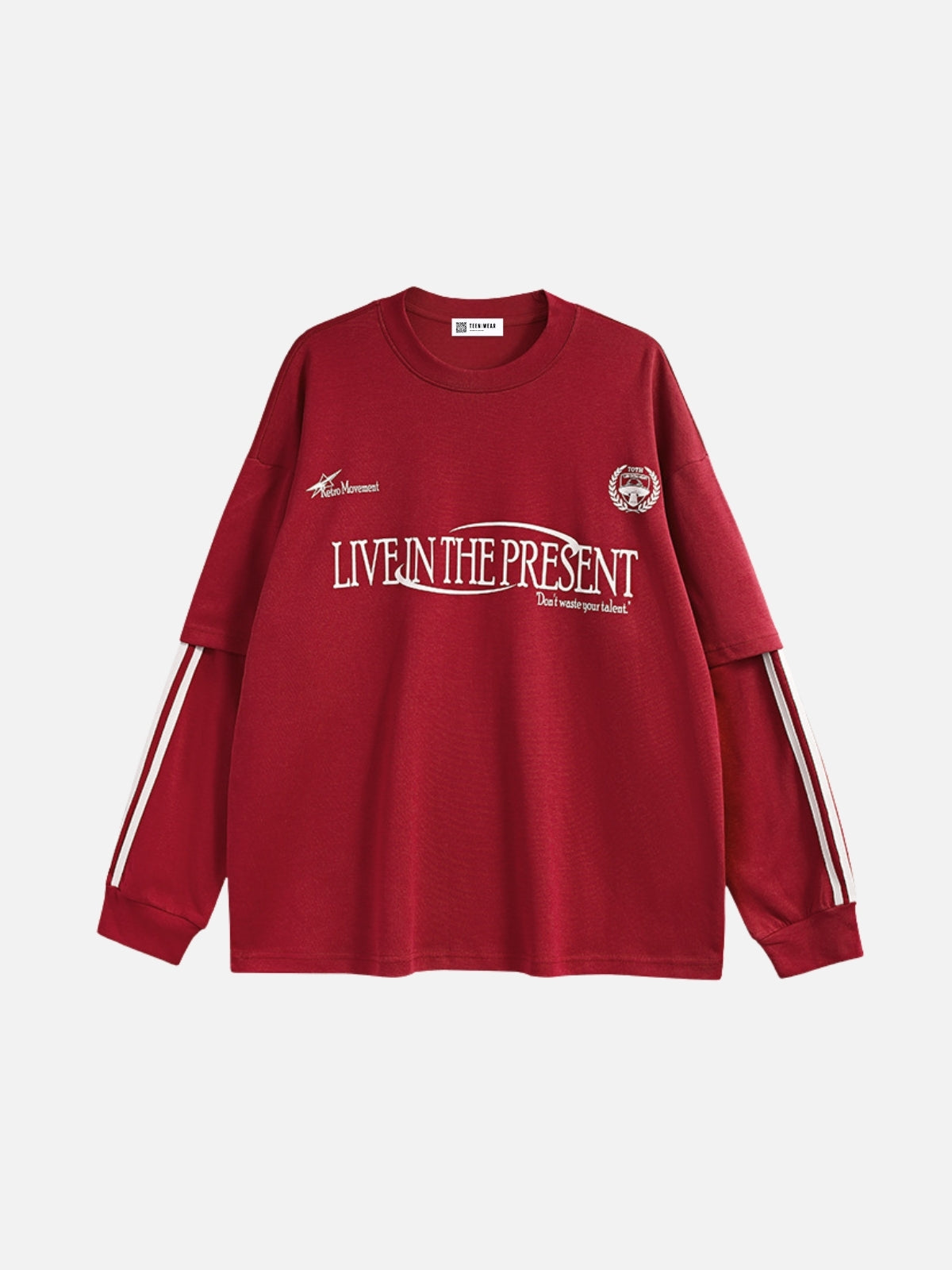 THE PRESENT - Oversized Graphic Long Sleeve T-Shirt Red | Teenwear.eu