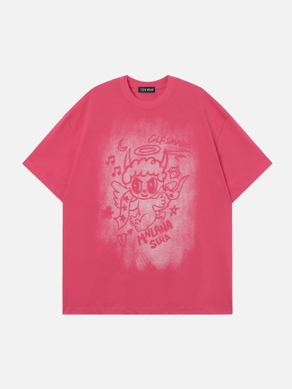 MNLANA - Oversized Print T-Shirt Pink | Teenwear.eu