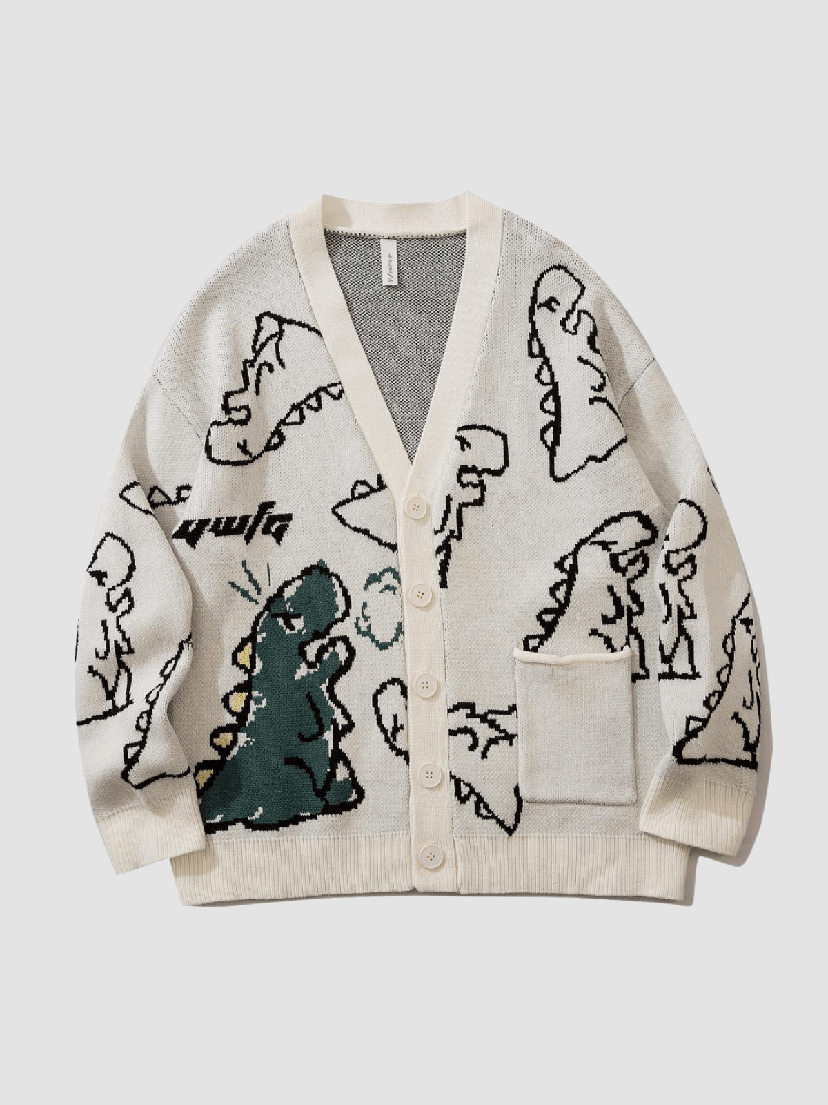 DINO - Oversized Graphic Cardigan White | Teenwear.eu