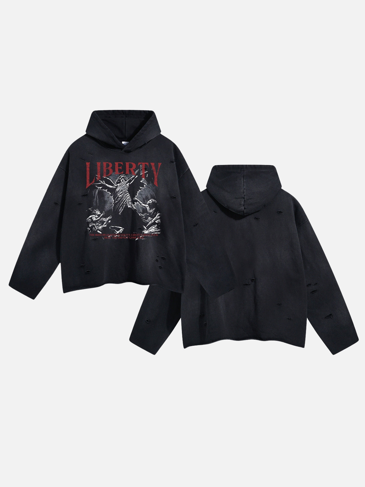 LIBERTY - Oversized Cropped Print Hoodie | Teenwear.eu
