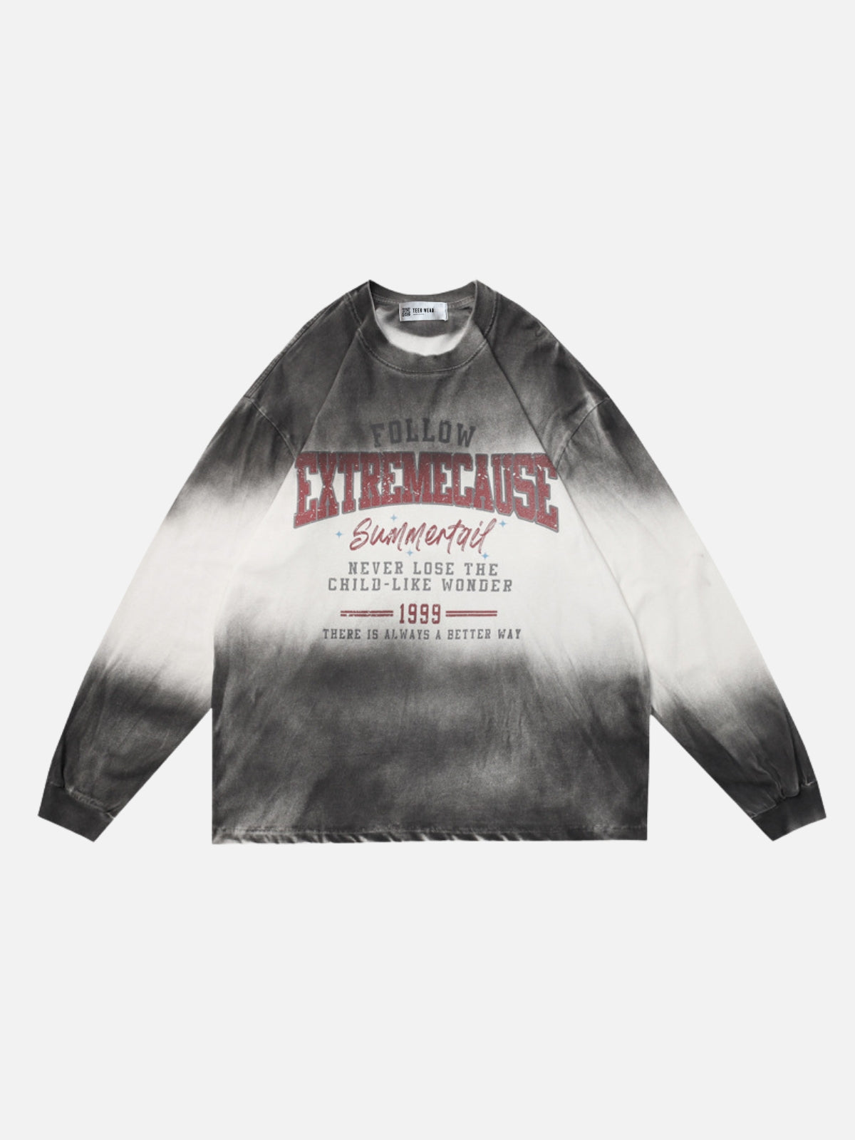 EXTREMECAUSE - Oversized Print Long Sleeve T-Shirt Grey | Teenwear.eu