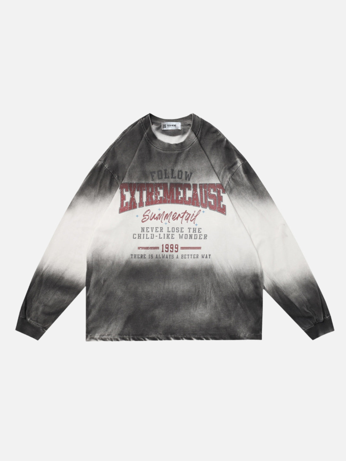 EXTREMECAUSE - Oversized Print Long Sleeve T-Shirt Black | Teenwear.eu