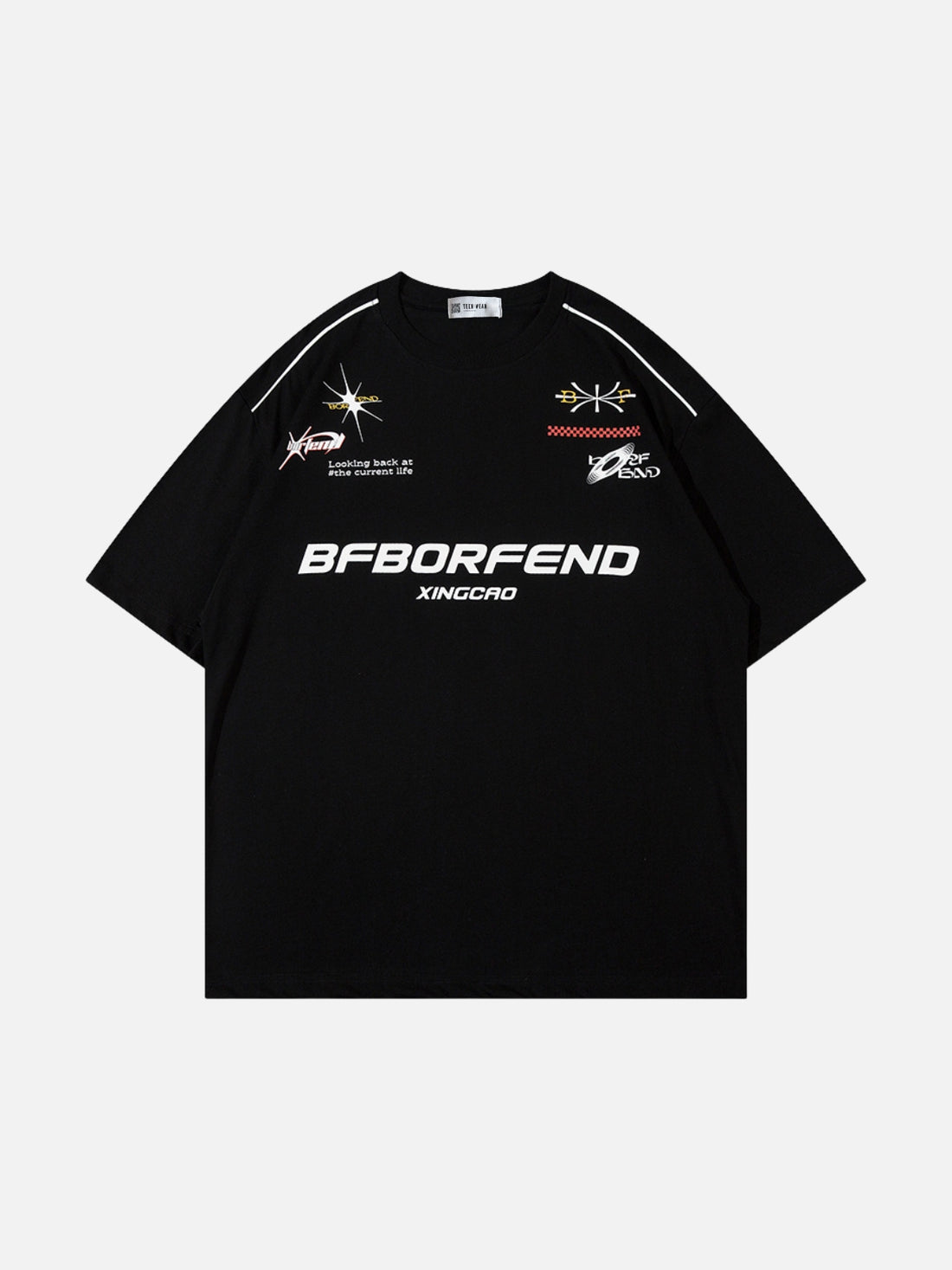 BORFEND - Oversized Print T-Shirt Black | Teenwear.eu