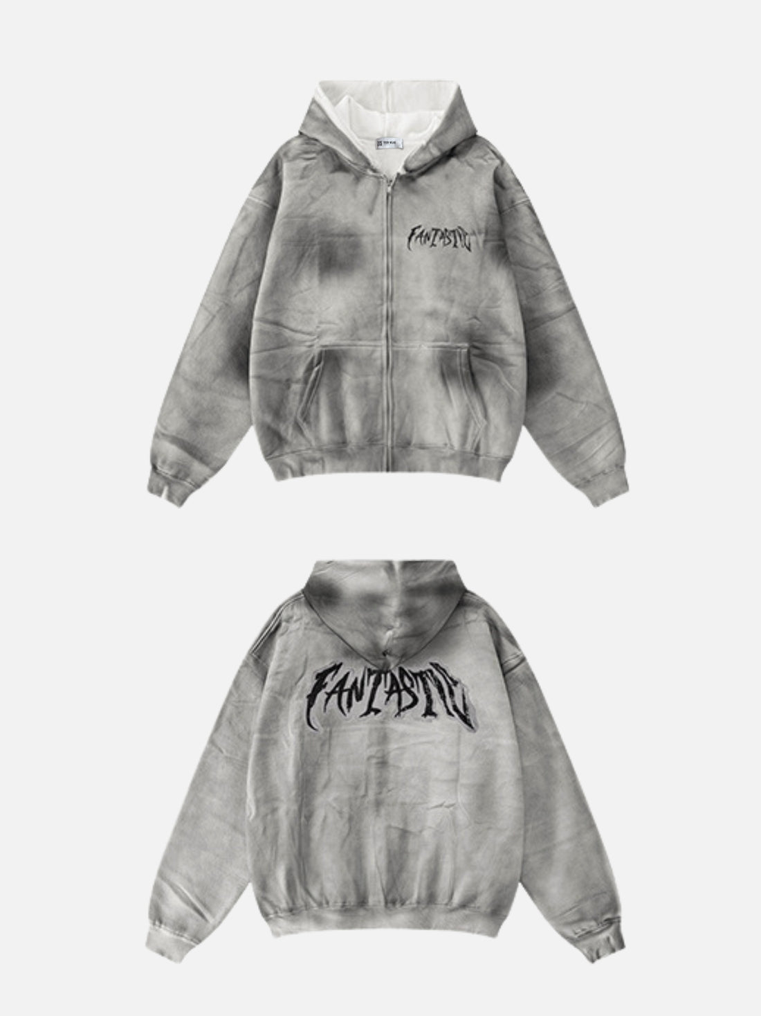 FANTASTIC - Oversized Print Zip Up Hoodie Grey | Teenwear.eu