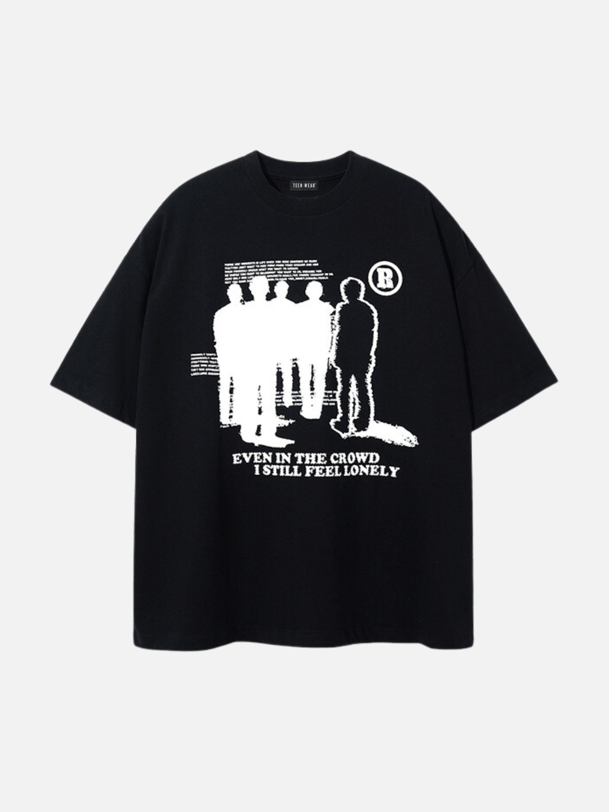 CROWD - Oversized Print T-Shirt Black | Teenwear.eu