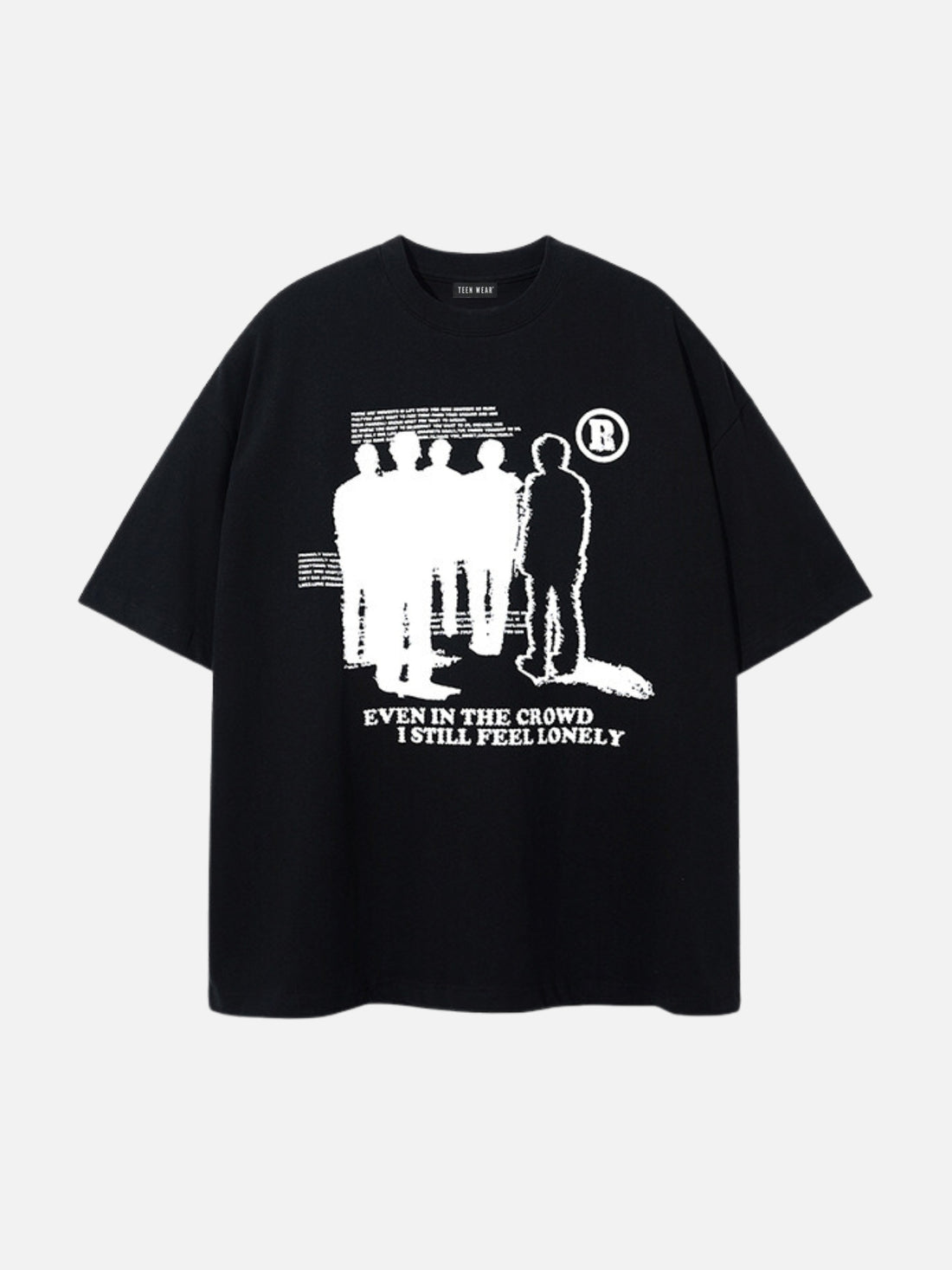 CROWD - Oversized Print T-Shirt Black | Teenwear.eu