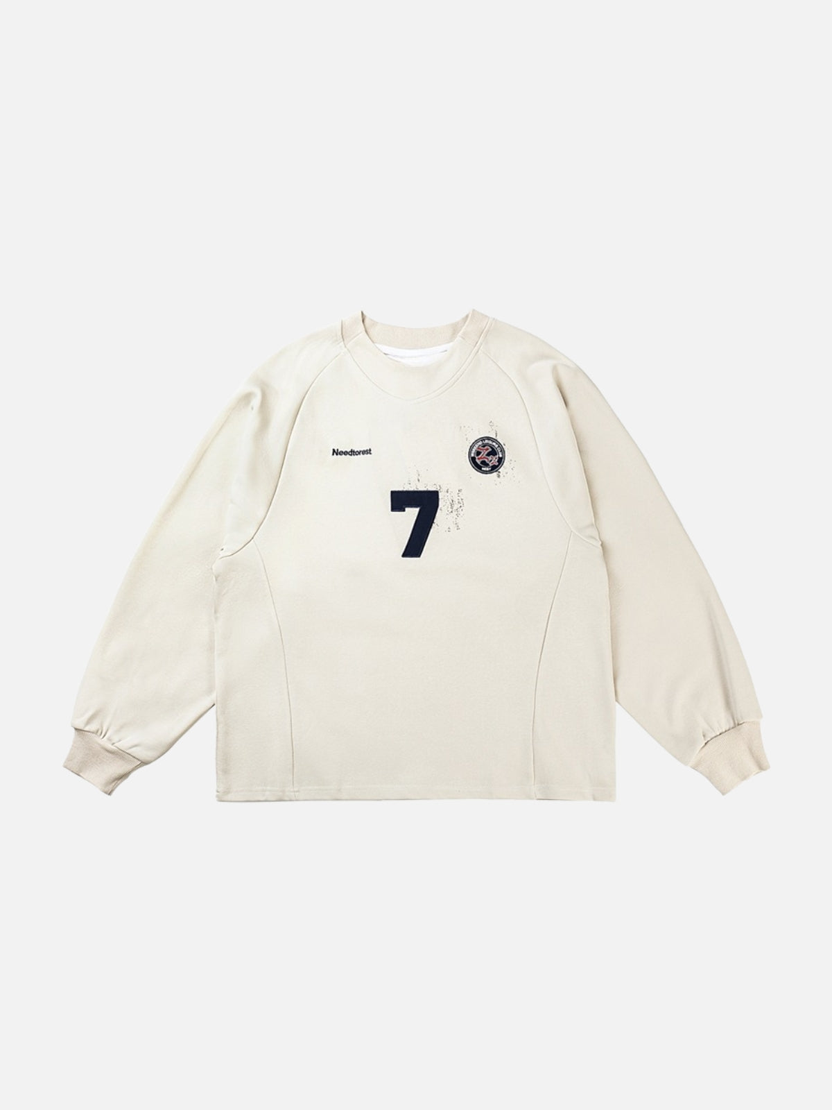 SEVEN - Oversized Embroidered Crewneck Beige | Teenwear.eu