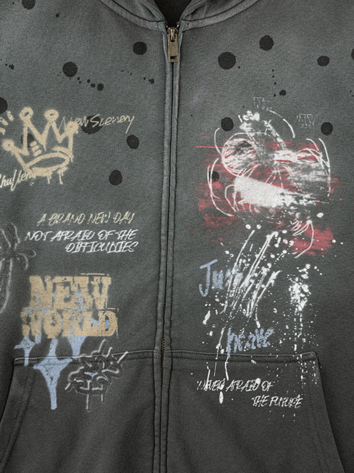 KINGRESS - Oversized Print Zip Up Hoodie | Teenwear.eu