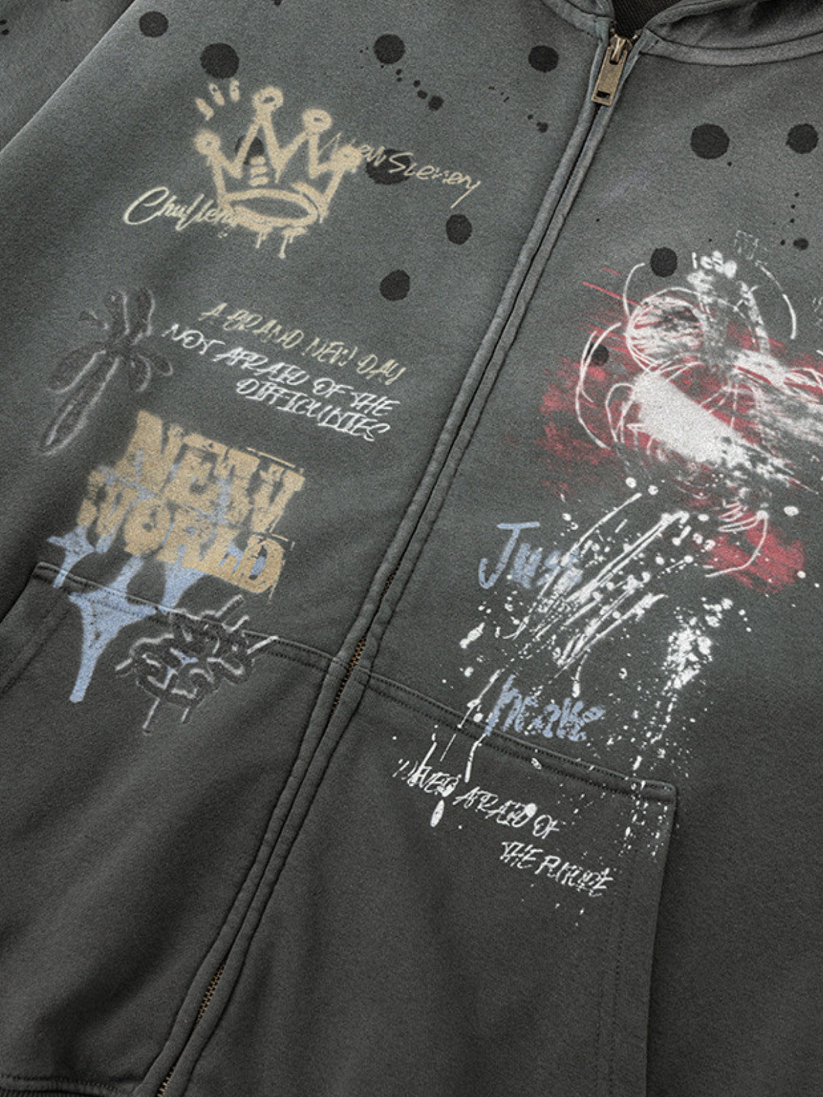 KINGRESS - Oversized Print Zip Up Hoodie | Teenwear.eu