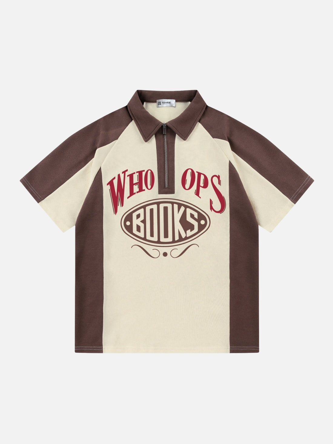 VINTAGE - Oversized Print Polo Shirt Brown | Teenwear.eu