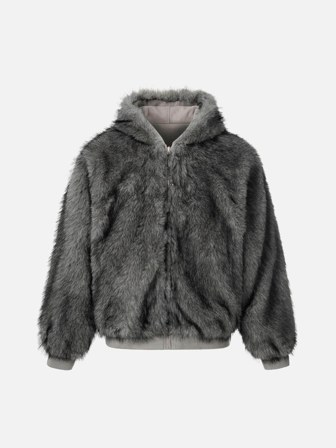 WULFY – Oversized Basic Faux Fur Jacket Grey | Teenwear.eu