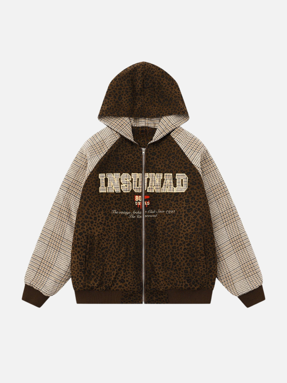 LEOPHIX – Oversized Print Zip Up Hoodie Brown | Teenwear.eu