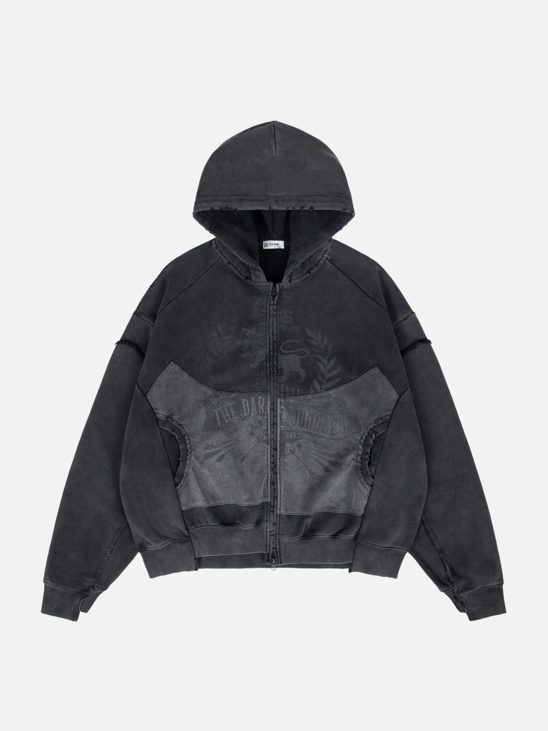 GRUNGEE - Oversized Graphic Zip Up Hoodie Black | Teenwear.eu