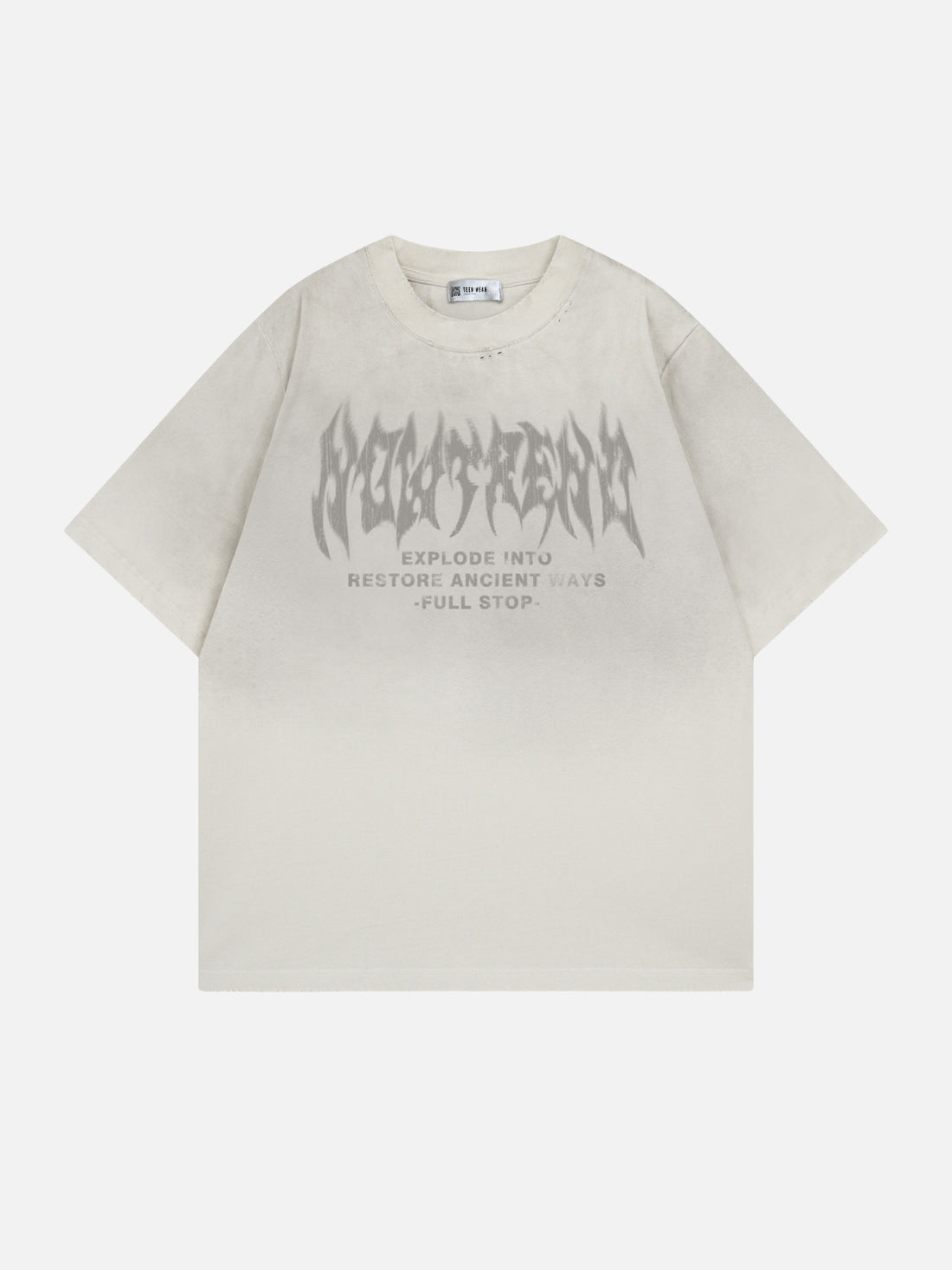 ESTORE - Oversized Print T-shirt Beige | Teenwear.eu