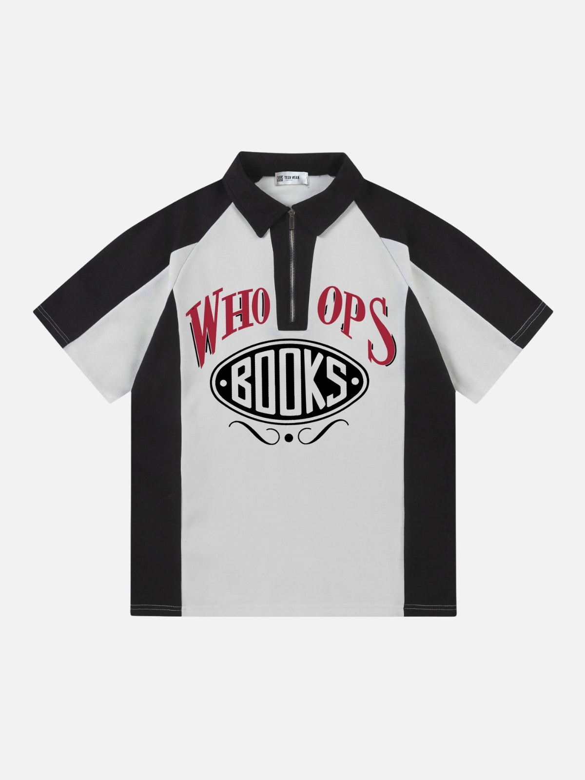 VINTAGE - Oversized Print Polo Shirt Black | Teenwear.eu