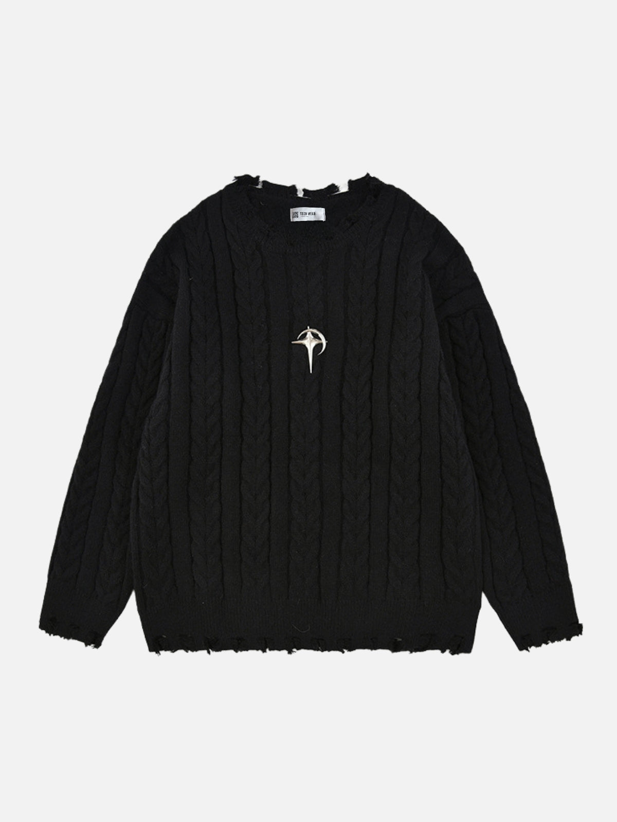 PENIAK - Oversized Embroidered Sweater Black | Teenwear.eu