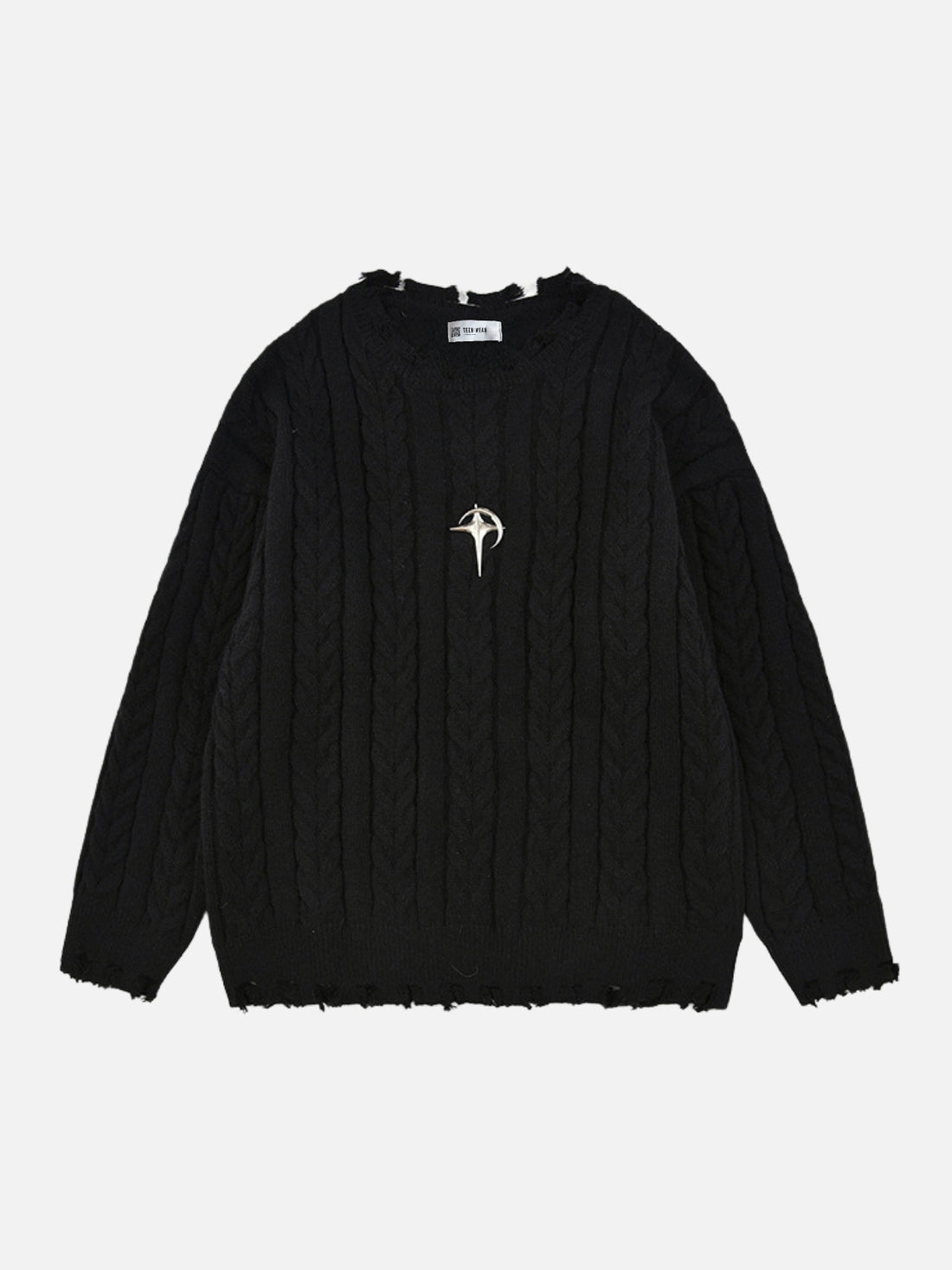 PENIAK - Oversized Embroidered Sweater Black | Teenwear.eu