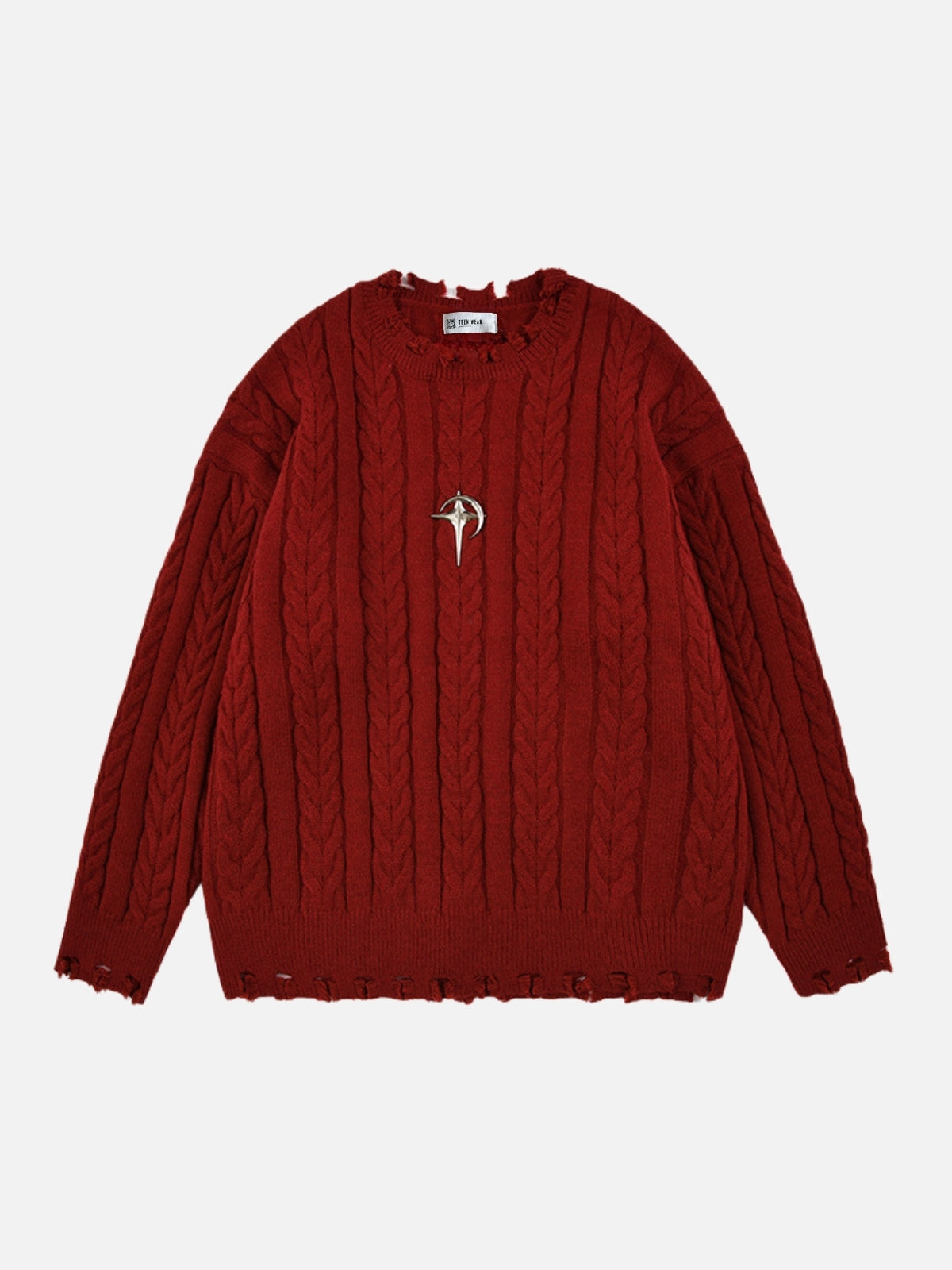 PENIAK - Oversized Embroidered Sweater Red | Teenwear.eu