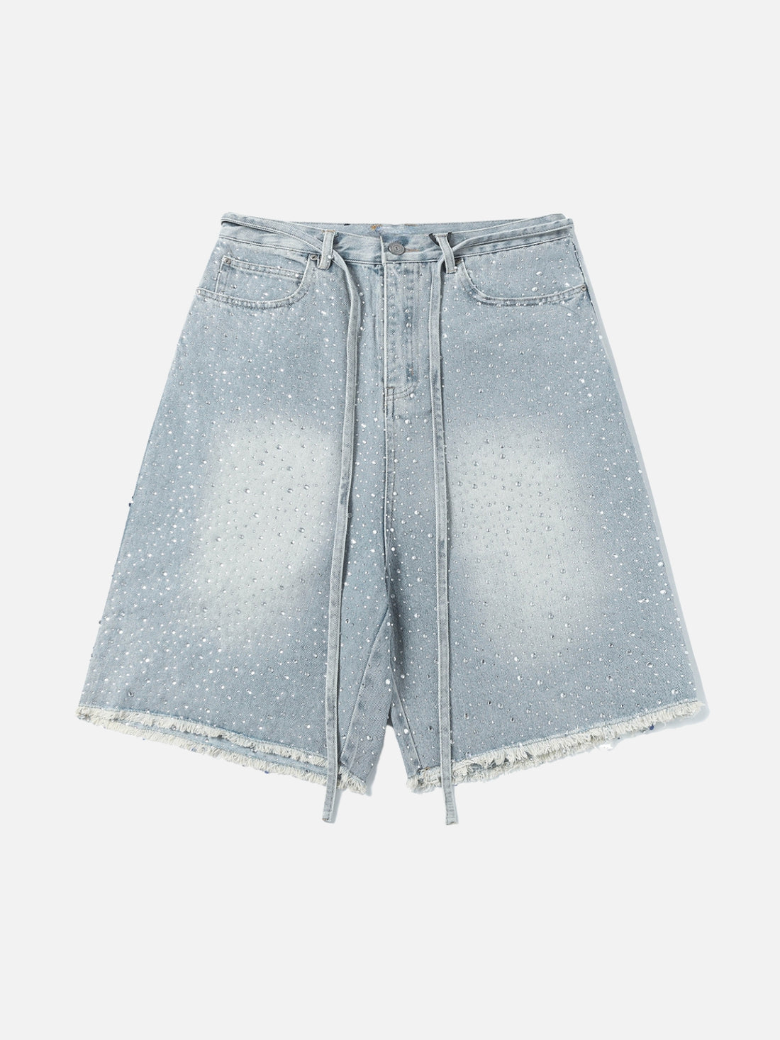 GLAMORCE - Rhinestone Loose Denim Jorts Blue | Teenwear.eu