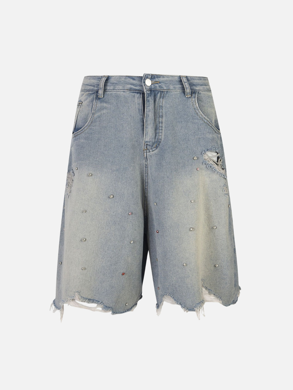 RHINIES - Rhinestone Baggy Denim Shorts Blue | Teenwear.eu