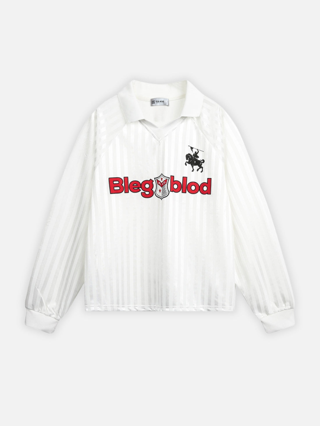 BLEGBLOD - Oversized Print Long Sleeved Polo Jersey Black | Teenwear.eu
