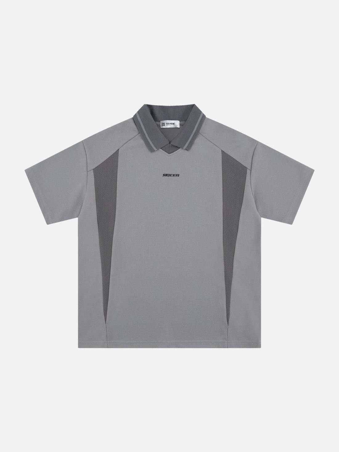 LINERO - Oversized Embroidered Polo T-Shirt Grey | Teenwear.eu