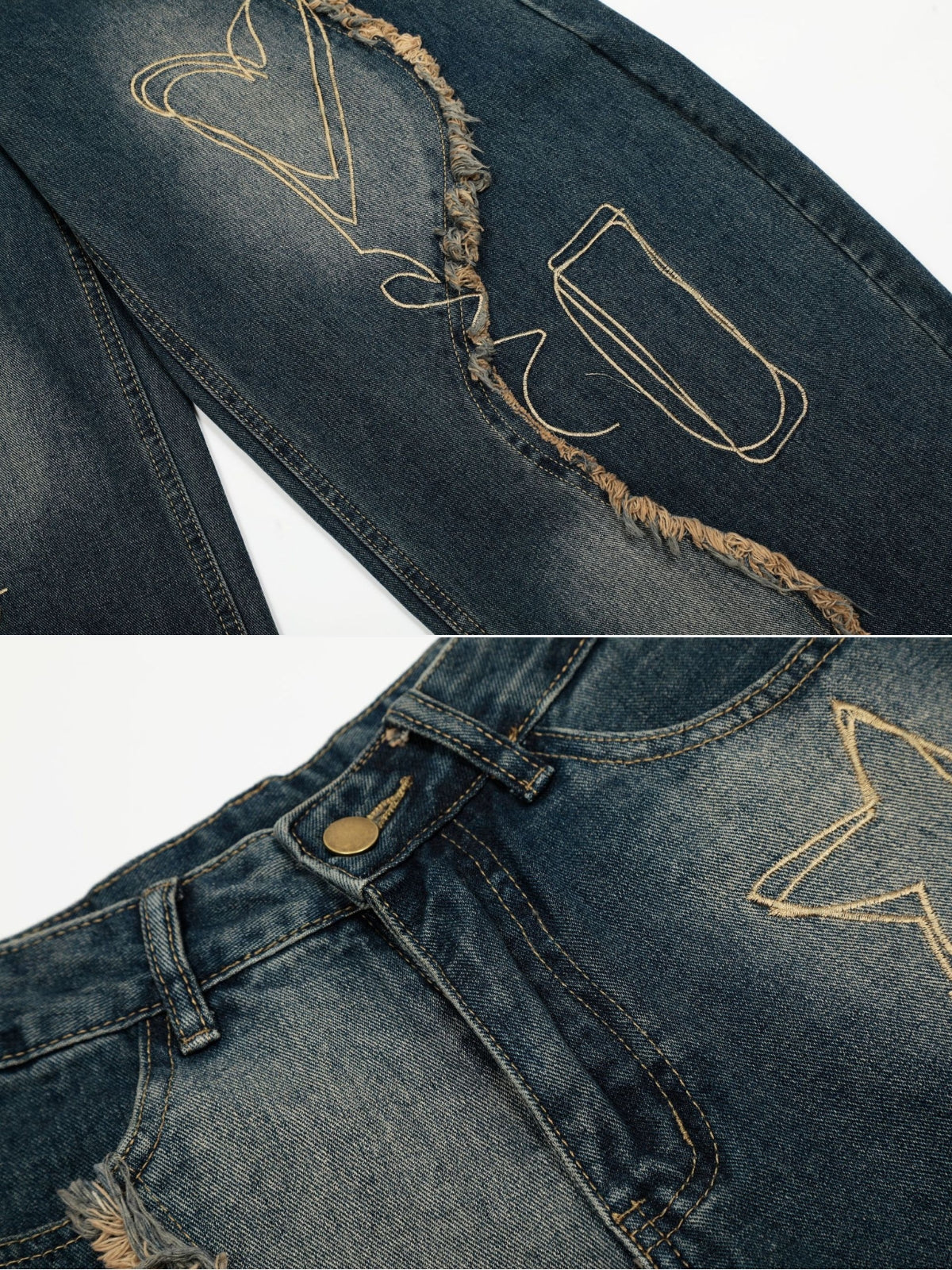 PATCHSTARS - Baggy Embroidered Jeans | Teenwear.eu