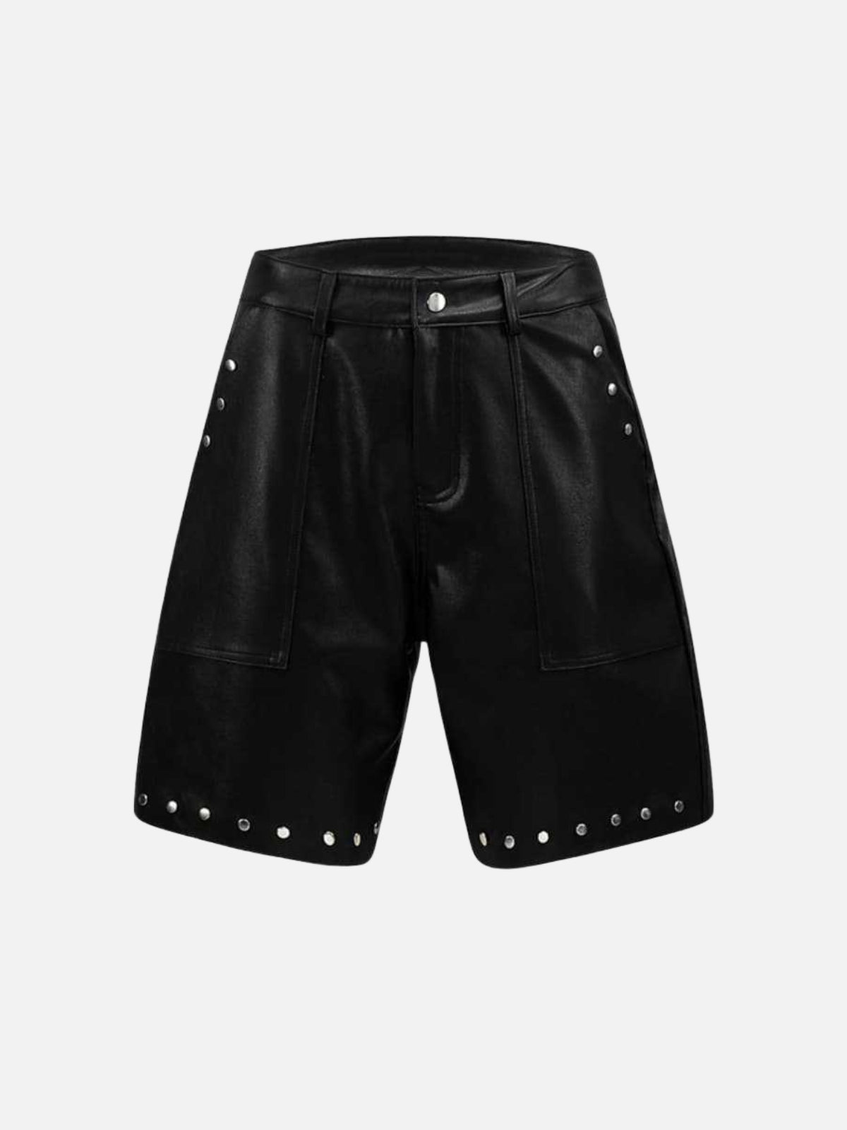 OPIATH - Baggy Faux Leather Basic Shorts Black | Teenwear.eu