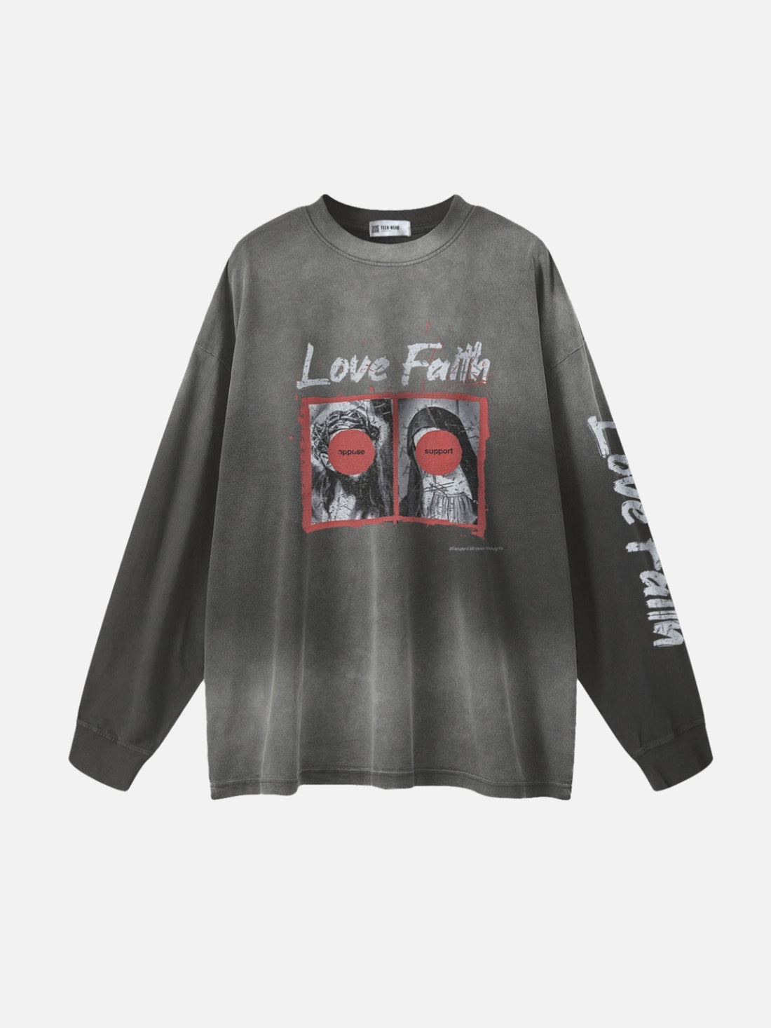 LOVEEK – Oversized Graphic Long Sleeve T-Shirt Grey | Teenwear.eu