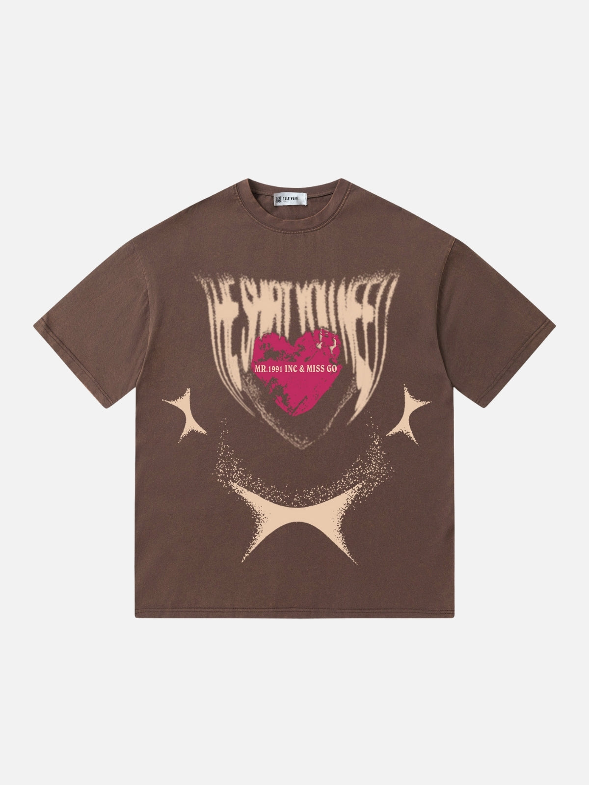 MISS GO - Oversized Print T-shirt Brown | Teenwear.eu