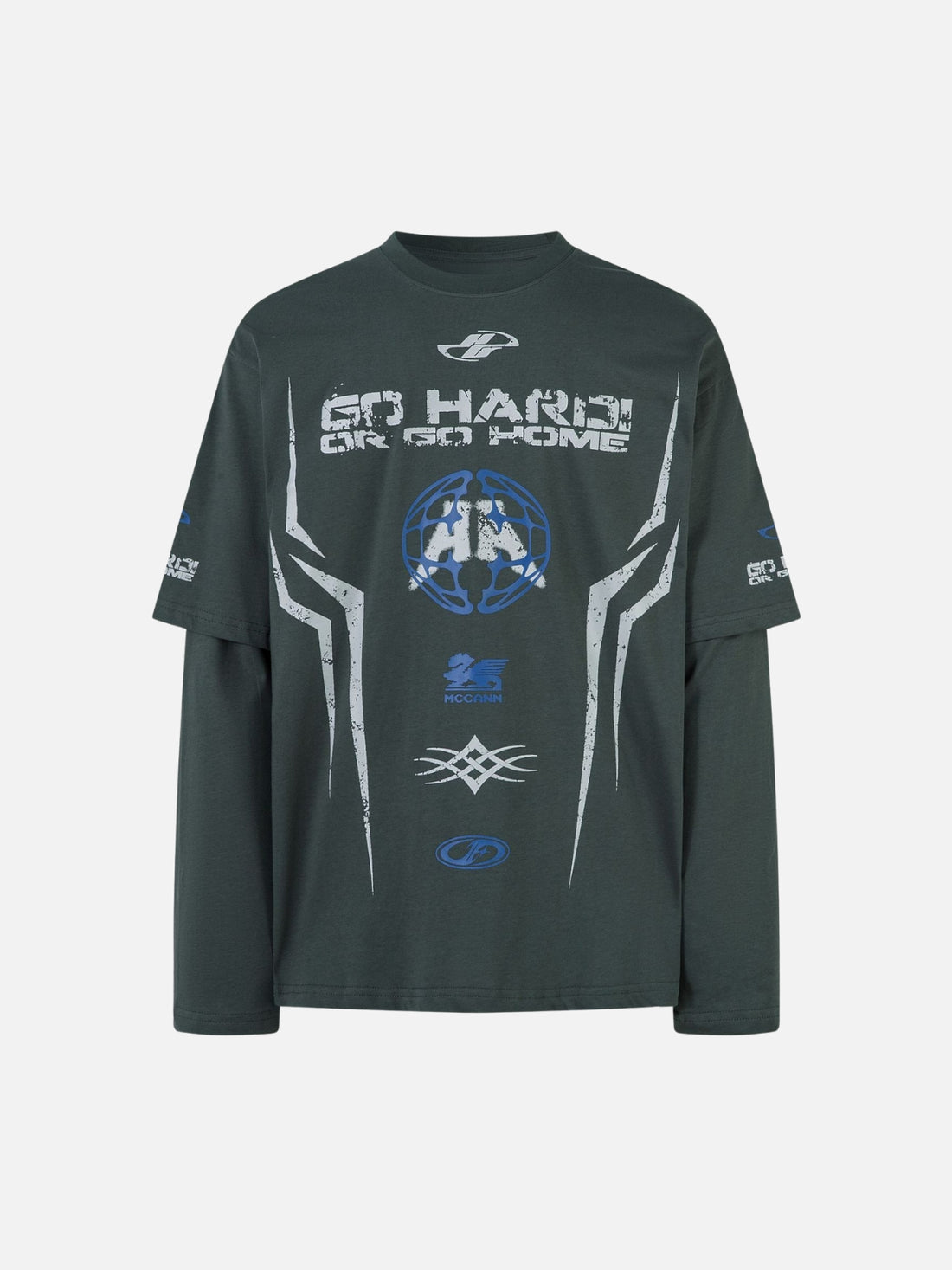 GO HARD - Oversized Print Long Sleeved T-Shirt Black | Teenwear.eu
