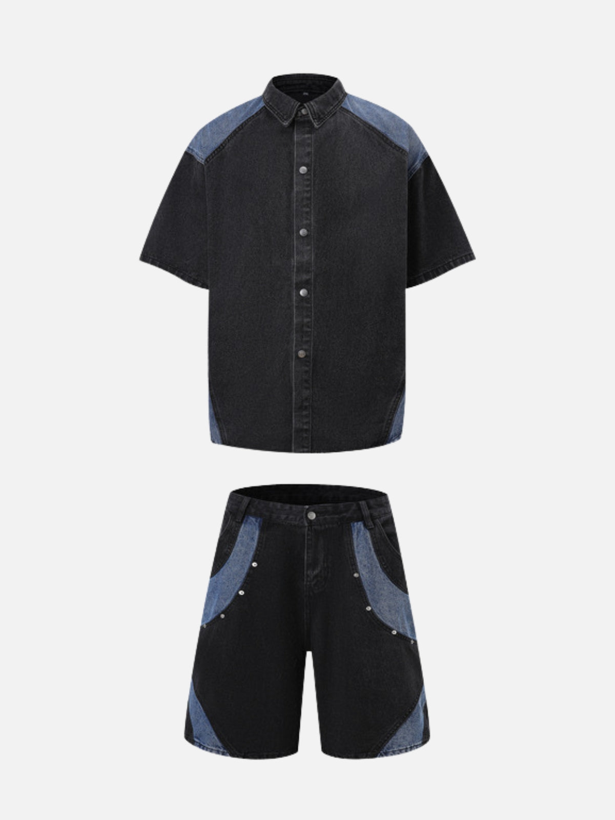 CORTEX – Oversized Denim Shirt Jacket Black Full Set | Teenwear.eu