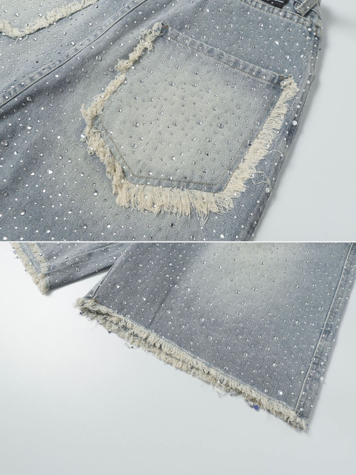 GLAMORCE - Rhinestone Loose Denim Jorts | Teenwear.eu