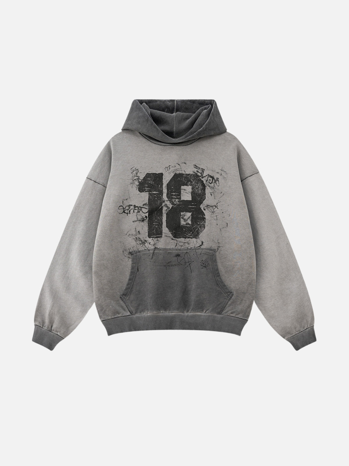 EIGHTEEN - Oversized Print Hoodie Grey | Teenwear.eu