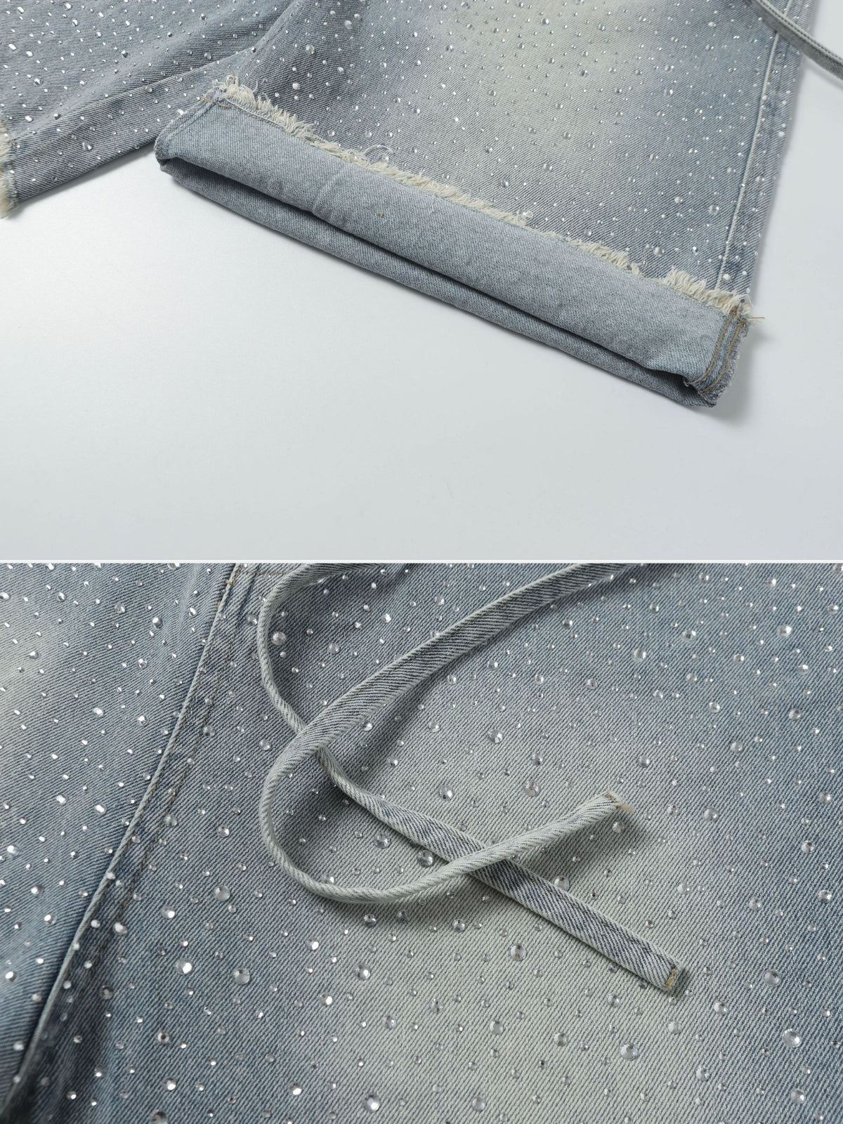 GLAMORCE - Rhinestone Loose Denim Jorts | Teenwear.eu