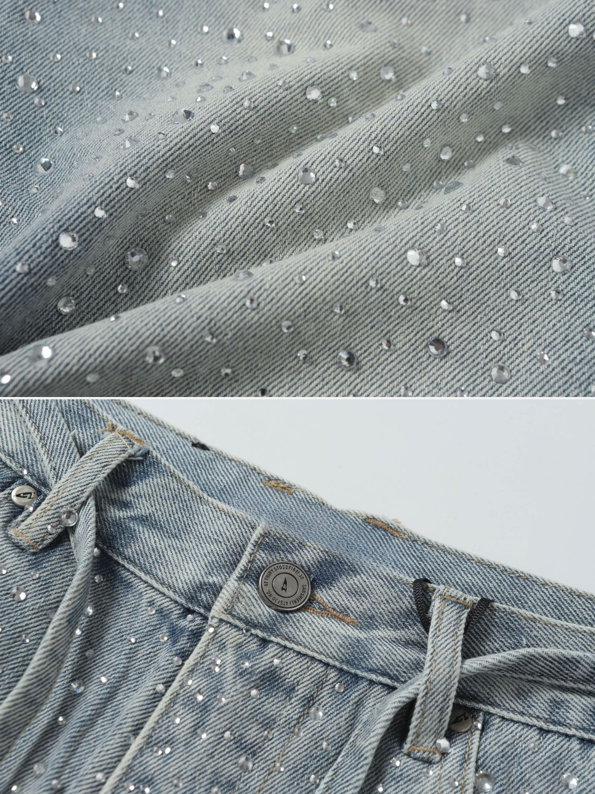 GLAMORCE - Rhinestone Loose Denim Jorts | Teenwear.eu