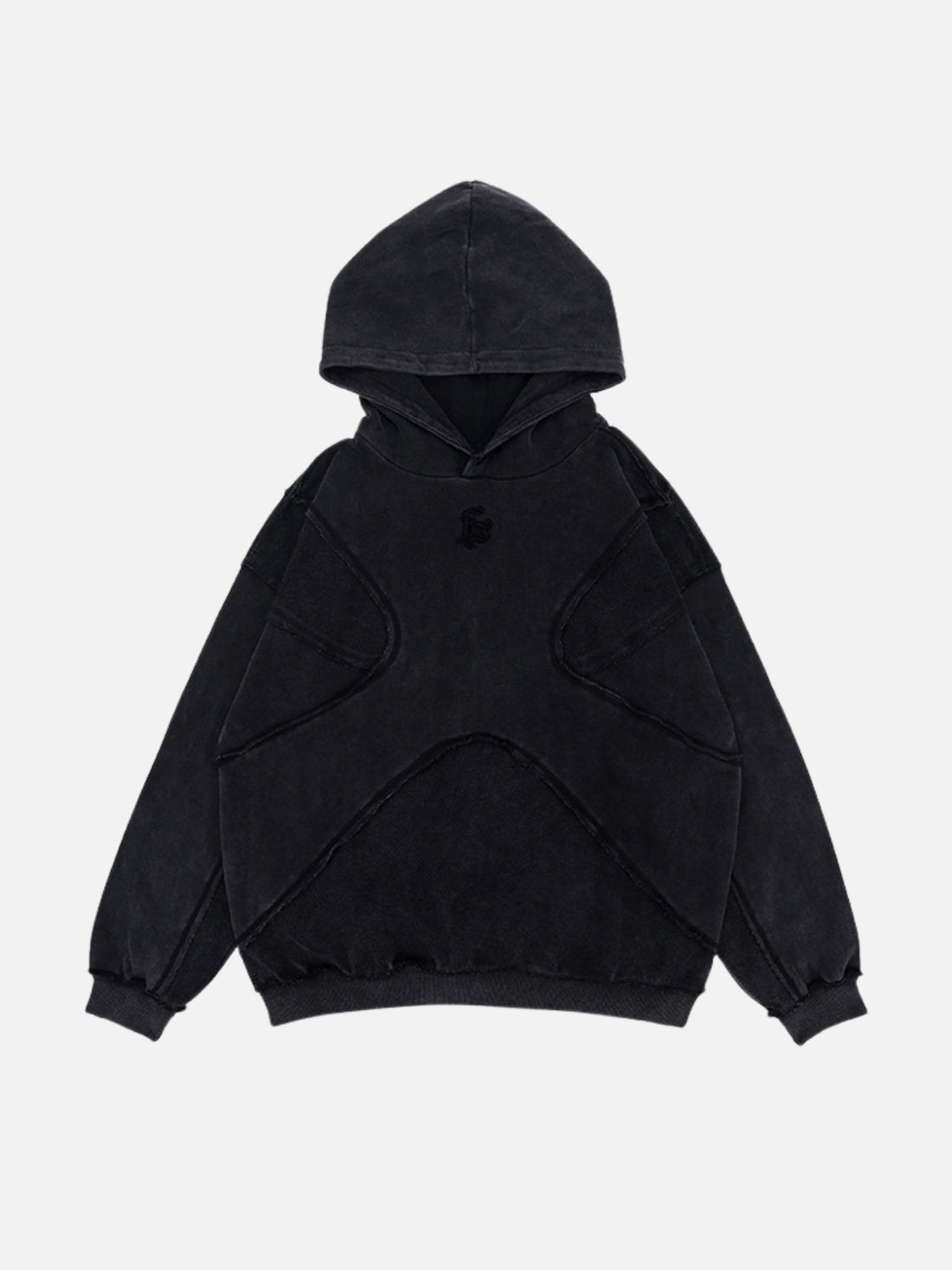 CRUNCHED - Oversized Embroidered Hoodie Black | Teenwear.eu