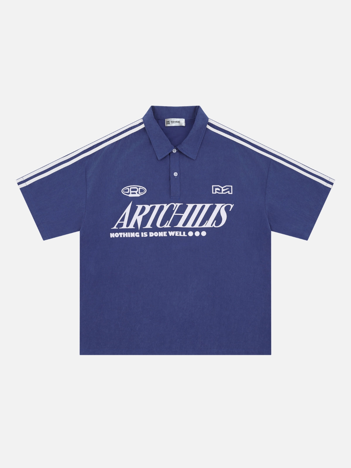 ARTCHILIS - Oversized Print Polo Shirt Blue | Teenwear.eu