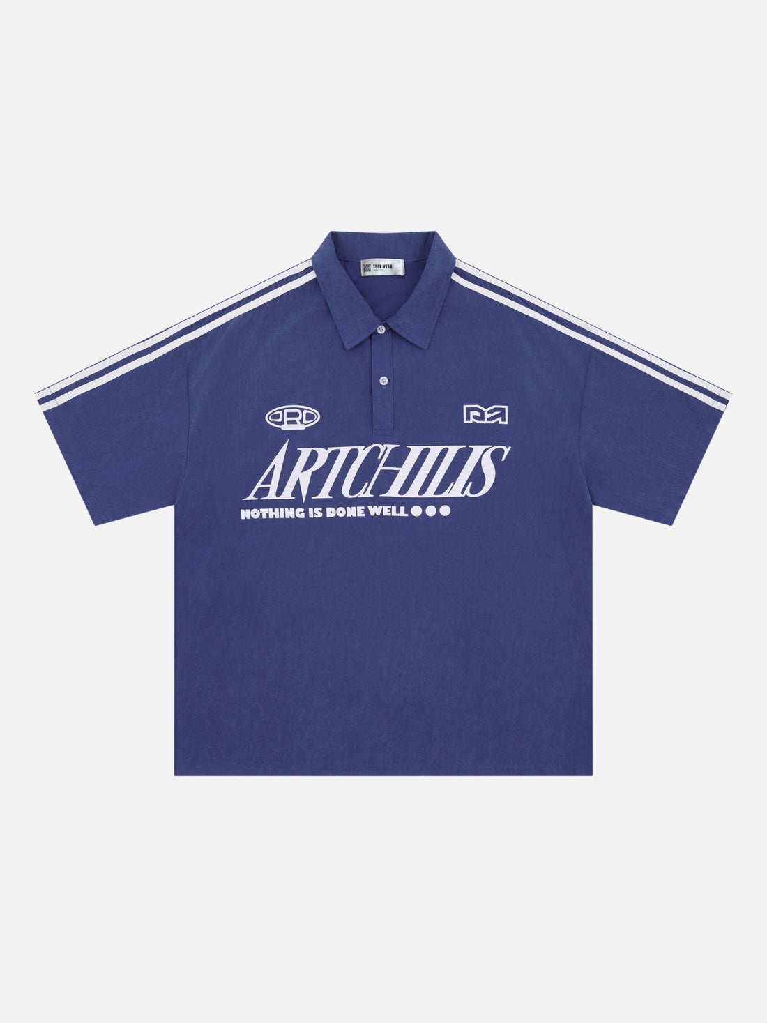 ARTCHILIS - Oversized Print Polo Shirt Blue | Teenwear.eu