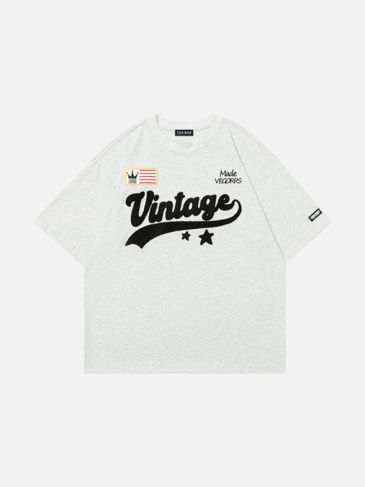 VINTAGE - Oversized Embroidered T-Shirt Grey | Teenwear.eu