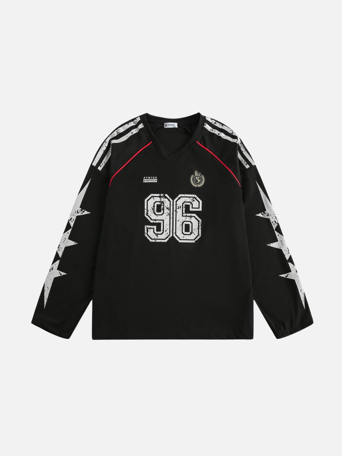NINETY6 – Oversized Graphic Long-Sleeve Jersey Black | Teenwear.eu